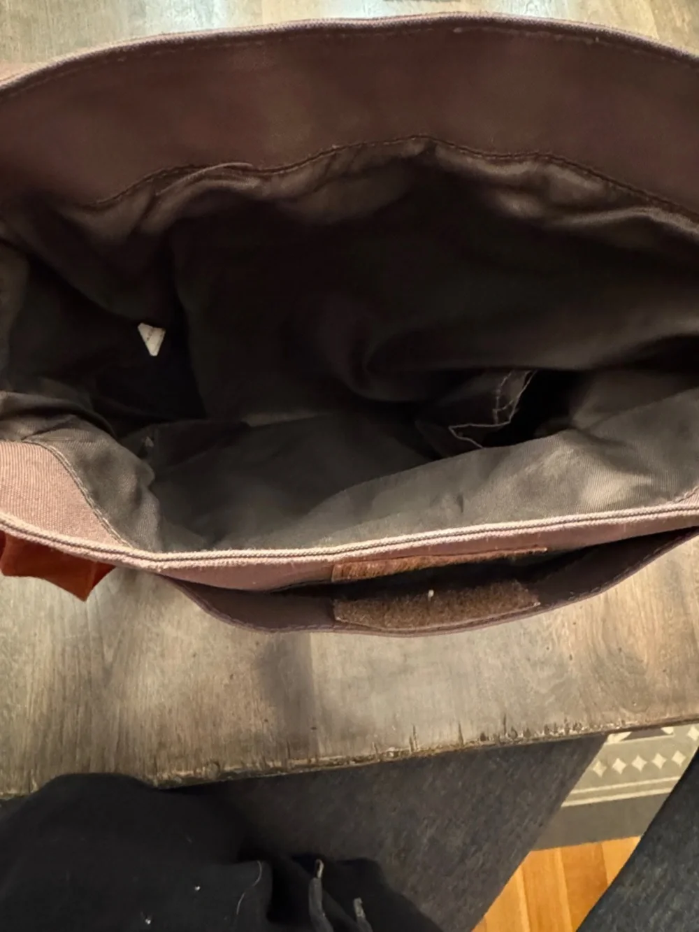 Milano Brown Canvas Messenger Bag with Orange Strap